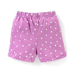 Babyhug Cotton Knit Half Sleeves Night Suit Giraffe Print - Lavender