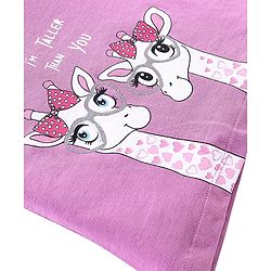 Babyhug Cotton Knit Half Sleeves Night Suit Giraffe Print - Lavender