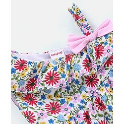 Babyhug 100% Viscose Sleeveless Floral Print Frock - White