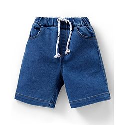 Babyhug Cotton Woven Half Sleeves Shirt & Denim Shorts Set Leaves Print - White & Blue