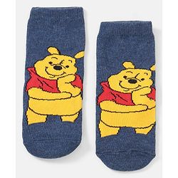 Cutewalk By Babyhug Anti Bacterial Ankle Length Non Terry Socks Mickey Mouse Design Pack of 3 - Navy Blue