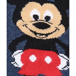 Cutewalk By Babyhug Anti Bacterial Ankle Length Non Terry Socks Mickey Mouse Design Pack of 3 - Navy Blue