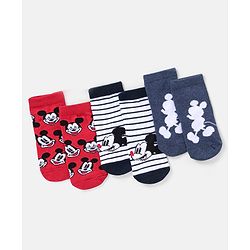 Cutewalk By Babyhug Anti Bacterial Ankle Length Non Terry Socks Mickey Mouse Design Pack of 3 - Red