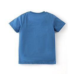 Babyhug 100% Cotton Knit Half Sleeves T-Shirt & Shorts Set Bunny Print - Blue