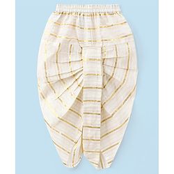 Babyhug Boys Three Fourth Sleeve Chanderi Butti Kurta With Lurex Stipe Dobby Dhoti - Off White