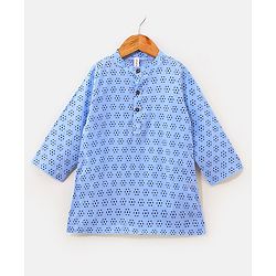 Babyhug 100% Cotton Full Sleeves Kurta & Dhoti Floral Print - Blue