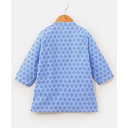 Babyhug 100% Cotton Full Sleeves Kurta & Dhoti Floral Print - Blue