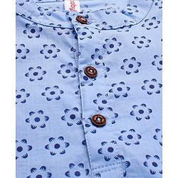 Babyhug 100% Cotton Full Sleeves Kurta & Dhoti Floral Print - Blue