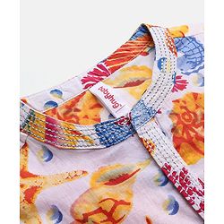 Babyhug 100% Cotton Full Sleeves Kurta & Dhoti Set Ethnic Print - Yellow
