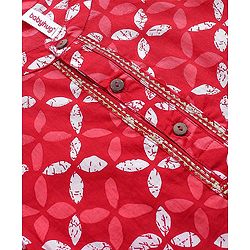 Babyhug 100% Cotton Woven Full Sleeves Floral Print Kurta & Dhoti Set - Red