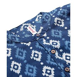 Babyhug 100% Cotton Full Sleeves Kurti Block Print - Blue
