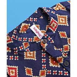 Babyhug 100% Cotton Kurta With Payjama Set Printed - Blue & White