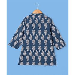 Babyhug 100% Cotton Woven Full Sleeves Kurta with Pyjama Set Floral Print - Blue