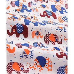 Babyhug 100% Cotton Full Sleeves Kurta With Payjama Set Elephant Print - Blue