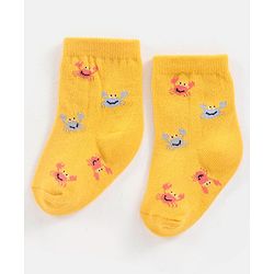 Cutewalk By Babyhug Anti Bacterial Ankle Length Non Terry Socks Striped Design Pack of 3- Yellow