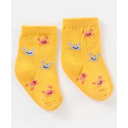 Cutewalk By Babyhug Anti Bacterial Ankle Length Non Terry Socks Striped Design Pack of 3- Yellow