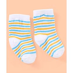 Cutewalk By Babyhug Anti Bacterial Ankle Length Non Terry Socks Striped Design Pack of 3- Yellow