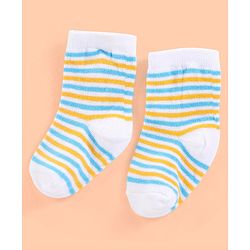 Cutewalk By Babyhug Anti Bacterial Ankle Length Non Terry Socks Striped Design Pack of 3- Yellow