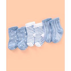 Cutewalk By Babyhug Anti Bacterial Ankle Length Non Terry Socks Striped Design Pack of 3- Blue