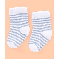 Cutewalk By Babyhug Anti Bacterial Ankle Length Non Terry Socks Striped Design Pack of 3- Blue