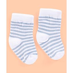 Cutewalk By Babyhug Anti Bacterial Ankle Length Non Terry Socks Striped Design Pack of 3- Blue