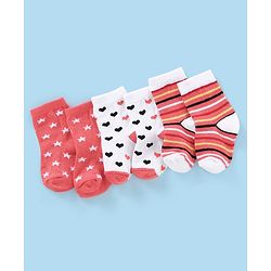 Cutewalk By Babyhug Anti Bacterial Ankle Length Non Terry Socks Striped Design Pack of 3- Red