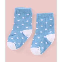 Cutewalk By Babyhug Anti Bacterial Ankle Length Non Terry Socks Polka Dots Design Pack of 3- Blue