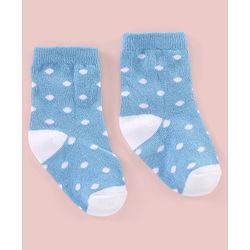 Cutewalk By Babyhug Anti Bacterial Ankle Length Non Terry Socks Polka Dots Design Pack of 3- Blue