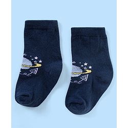 Cute Walk by Babyhug Non Terry Cotton Knit Ankle Length Anti Bacterial Socks Star Design Pack of 3 - Blue & Yellow