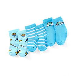 Cutewalk By Babyhug Anti Bacterial Ankle Length Non Terry Socks Striped Pack of 3 - Blue