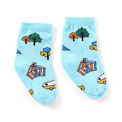 Cutewalk By Babyhug Anti Bacterial Ankle Length Non Terry Socks Striped Pack of 3 - Blue