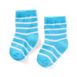 Cutewalk By Babyhug Anti Bacterial Ankle Length Non Terry Socks Striped Pack of 3 - Blue