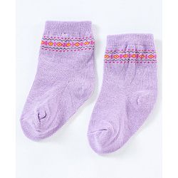 Cutewalk By Babyhug Anti Bacterial Ankle Length Non Terry Socks Floral Design Pack of 3- Yellow & Purple