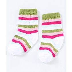 Cutewalk By Babyhug Anti Bacterial Ankle Length Non Terry Socks Floral Design Pack of 3- Yellow & Purple