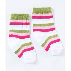Cutewalk By Babyhug Anti Bacterial Ankle Length Non Terry Socks Floral Design Pack of 3- Yellow & Purple