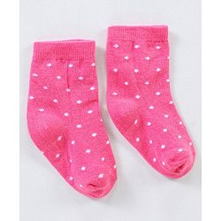 Cutewalk By Babyhug Anti Bacterial Ankle Length Non Terry Socks Strawberry Design Pack of 3- Pink
