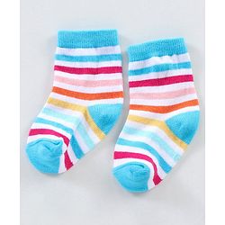 Cutewalk By Babyhug Anti Bacterial Ankle Length Non Terry Socks Unicorn Design Pack of 5 - Pink &  Blue