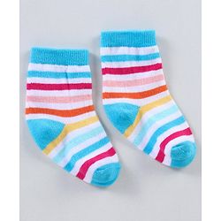 Cutewalk By Babyhug Anti Bacterial Ankle Length Non Terry Socks Unicorn Design Pack of 5 - Pink &  Blue
