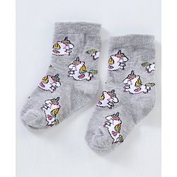 Cutewalk By Babyhug Anti Bacterial Ankle Length Non Terry Socks Unicorn Design Pack of 5 - Pink &  Blue