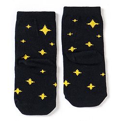 Cute Walk by Babyhug Non Terry Cotton Knit Ankle Length Anti Bacterial Socks Star Design Pack of 3 - Black & Blue
