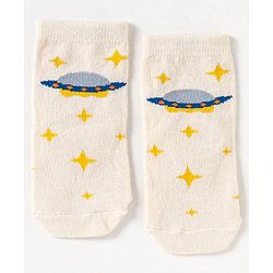 Cute Walk by Babyhug Non Terry Cotton Knit Ankle Length Anti Bacterial Socks Star Design Pack of 3 - Black & Blue