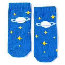Cute Walk by Babyhug Non Terry Cotton Knit Ankle Length Anti Bacterial Socks Star Design Pack of 3 - Black & Blue