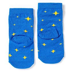 Cute Walk by Babyhug Non Terry Cotton Knit Ankle Length Anti Bacterial Socks Star Design Pack of 3 - Black & Blue