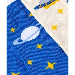 Cute Walk by Babyhug Non Terry Cotton Knit Ankle Length Anti Bacterial Socks Star Design Pack of 3 - Black & Blue