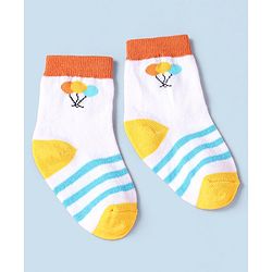 Cute Walk by Babyhug Non Terry Cotton Knit Ankle Length Anti Bacterial Socks Horse Design Pack of 3 - Yellow & Blue