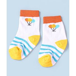 Cute Walk by Babyhug Non Terry Cotton Knit Ankle Length Anti Bacterial Socks Horse Design Pack of 3 - Yellow & Blue