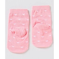 Cute Walk by Babyhug Non Terry Cotton Knit Ankle Length Anti Bacterial Socks Heart Design Pack of 3 - Pink & Blue