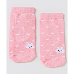 Cute Walk by Babyhug Non Terry Cotton Knit Ankle Length Anti Bacterial Socks Heart Design Pack of 3 - Pink & Blue