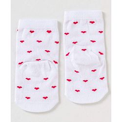 Cute Walk by Babyhug Non Terry Cotton Knit Ankle Length Anti Bacterial Socks Heart Design Pack of 3 - Pink & Blue
