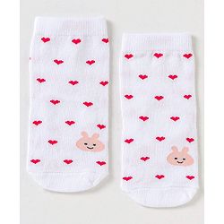 Cute Walk by Babyhug Non Terry Cotton Knit Ankle Length Anti Bacterial Socks Heart Design Pack of 3 - Pink & Blue